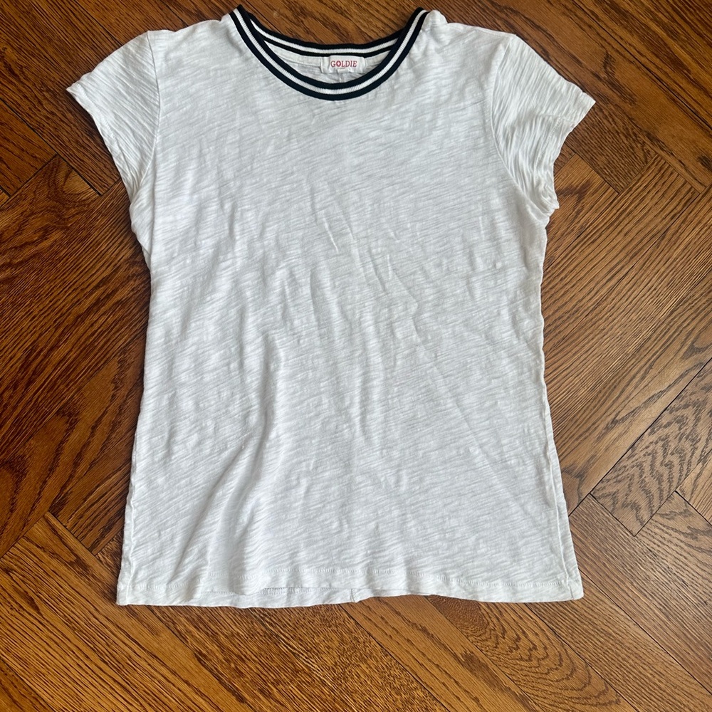 Goldie White T-Shirt with Black Trim Size XS